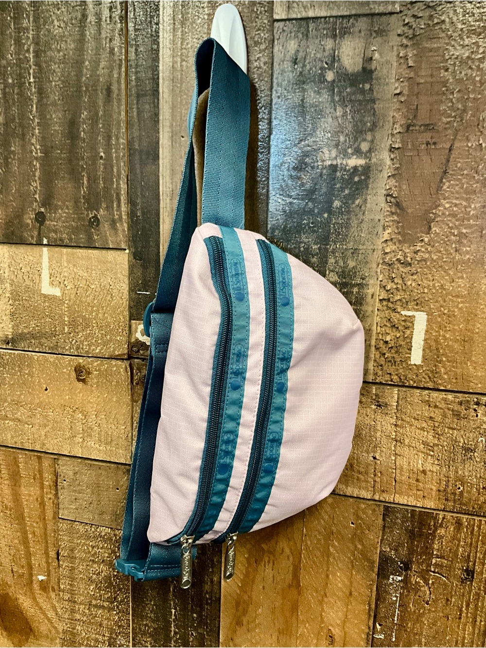 Light Pink and Blue-accented LeSportSac Everyday Ripstop Belt Bag